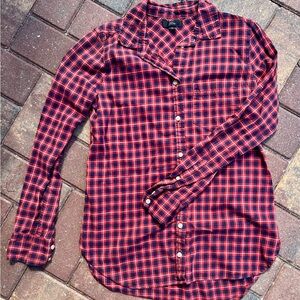 J. Crew Red and Blue Plaid Button Down Shirt